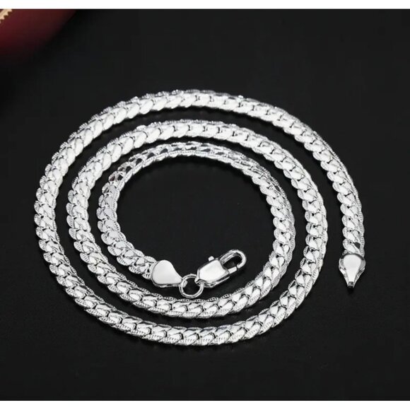 925 Sterling Silver Chain Necklace 21.65" Length - Picture 3 of 4